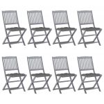Cadeiras de Exterior Dobráveis 8pcs com Almofadões Acácia Maciça - 3078306