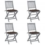 Cadeiras Exterior Dobráveis com Almofadões 4 Peças Acácia Maciça - 3064586