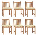 Cadeiras de Jardim 6 Peças com Almofadões Madeira de Teca Maciça - 3073132
