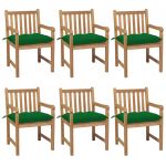 Cadeiras de Jardim com Almofadões Verdes 6 Peças Teca Maciça - 3073051