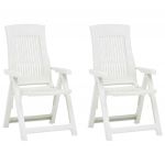 Cadeiras de Jardim Reclináveis 2 Peças Plástico Branco - 48763