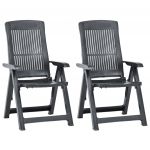 Cadeiras de Jardim Reclináveis 2 Peças Plástico Antracite - 48768