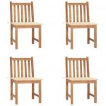 Cadeiras de Jardim com Almofadões 4 Peças Madeira de Teca Maciça - 3073090