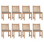 Cadeiras de Jardim 8 Peças com Almofadões Madeira de Teca Maciça - 3073143