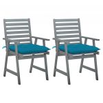 Cadeiras de Jantar Exterior com Almofadões 2 Peças Acácia Maciça - 3064420