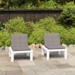 Cadeiras de Jardim com Almofadões 2 Peças Plástico Branco - 3059823