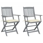 Cadeiras Exterior Dobráveis com Almofadões 2 Peças Acácia Maciça - 3064484