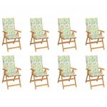 Cadeiras de Jardim Reclináveis com Almofadões 8 Peças Teca Maciça - 3072553