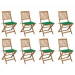 Cadeiras de Exterior Dobráveis com Almofadões 8pcs Acácia Maciça - 3075118