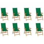 Cadeiras de Jardim Reclináveis com Almofadões 8 Peças Teca Maciça - 3072546