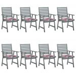 Cadeiras de Jantar Exterior com Almofadões 8 Peças Acácia Maciça - 3078444