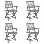 Cadeiras Exterior Dobráveis com Almofadões 4 Peças Acácia Maciça - 3064510