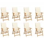 Cadeiras de Jardim Reclináveis com Almofadões 8 Peças Teca Maciça - 3072543