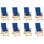Cadeiras de Jardim Reclináveis com Almofadões 8 Peças Teca Maciça - 3072551