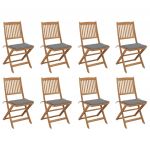 Cadeiras de Exterior Dobráveis com Almofadões 8pcs Acácia Maciça - 3075114