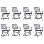 Cadeiras de Exterior Dobráveis 8pcs com Almofadões Acácia Maciça - 3078277