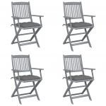 Cadeiras Exterior Dobráveis com Almofadões 4 Peças Acácia Maciça - 3064525