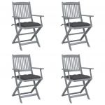 Cadeiras Exterior Dobráveis com Almofadões 4 Peças Acácia Maciça - 3064524