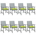 Cadeiras de Jantar Exterior com Almofadões 8 Peças Acácia Maciça - 3078442