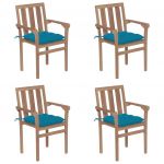 Cadeiras de Jardim Empilháveis com Almofadões 4 Peças Teca Maciça - 3073398