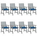 Cadeiras de Jantar Exterior com Almofadões 8 Peças Acácia Maciça - 3078441