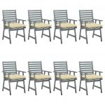 Cadeiras de Jantar Exterior com Almofadões 8 Peças Acácia Maciça - 3078448