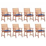 Cadeiras de Jantar para Jardim 8 Peças com Almofadões Acácia Maciça - 3078384