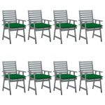 Cadeiras de Jantar Exterior com Almofadões 8 Peças Acácia Maciça - 3078451