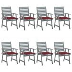 Cadeiras de Jantar Exterior com Almofadões 8 Peças Acácia Maciça - 3078440