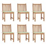 Cadeiras de Jardim 6 Peças com Almofadões Madeira de Teca Maciça - 3073127