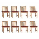 Cadeiras de Jardim 8 Peças com Almofadões Madeira de Teca Maciça - 3073151