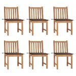 Cadeiras de Jardim 6 Peças com Almofadões Madeira de Teca Maciça - 3073123