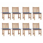 Cadeiras de Jardim 8 Peças com Almofadões Madeira de Teca Maciça - 3073152