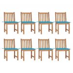 Cadeiras de Jardim 8 Peças com Almofadões Madeira de Teca Maciça - 3073146