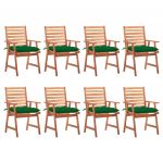 Cadeiras de Jantar para Jardim 8 Peças com Almofadões Acácia Maciça - 3078394
