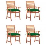 Cadeiras de Jantar para Jardim 4 Peças com Almofadões Acácia Maciça - 3078340