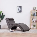 Chaise Longue de Massagem com Almofada Couro Artificial Cinzento - 281348