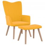 Cadeira de Descanso com Banco Veludo Amarelo Mostarda - 327673