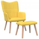 Cadeira de Descanso com Banco Tecido Amarelo Mostarda - 327937