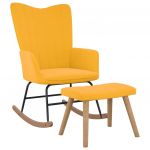 Cadeira de Baloiço com Banco Veludo Amarelo Mostarda - 327761