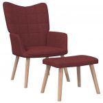 Cadeira de Descanso com Banco Tecido Vermelho Tinto - 327938