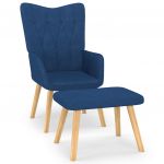 Cadeira de Descanso com Banco Tecido Azul - 327538