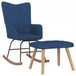 Cadeira de Baloiço com Banco Tecido Azul - 327626