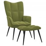 Cadeira de Descanso com Banco Veludo Verde-claro - 328087