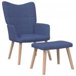 Cadeira de Descanso com Banco Tecido Azul - 327934