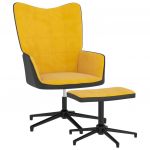 Cadeira de Descanso com Banco Pvc e Veludo Amarelo Mostarda - 327849