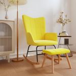 Cadeira de Baloiço com Banco Tecido Amarelo Mostarda - 328025