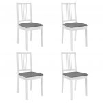 Cadeiras de Jantar com Almofadões 4 Peças Madeira Maciça Branco - 247637