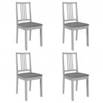 Cadeiras de Jantar com Almofadões 4 Peças Madeira Maciça Cinzento - 247639