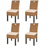 Cadeiras de Jantar, 4 Pcs, Vime Kubu e Madeira de Mangueira - 274362